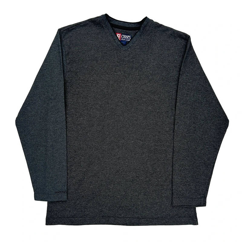 Chaps Ralph Lauren Long Sleeve T-Shirt - Medium Grey Cotton