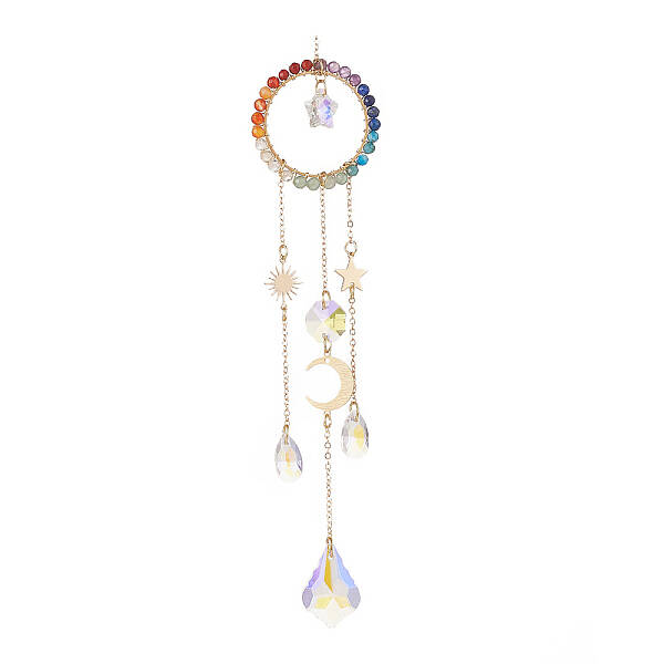 Glass Teardrop & Star Window Hanging Suncatchers