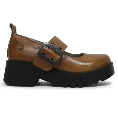 Fly London MOCH126FLY Rug Leather Women's Heels Shoes - Mid Brown - Size:US 7-7.5 Women