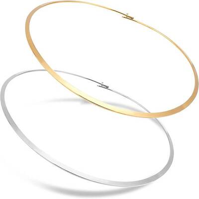 UNICRAFTALE 2pcs 2 Colors Stainless Steel Wire Wrap Collar Necklaces Hypoallergenic Necklace Metal Open Choker Chunky Necklac...