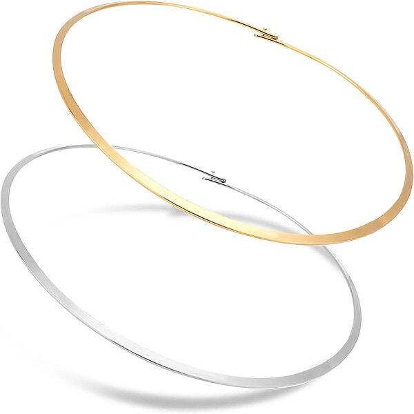 UNICRAFTALE 2pcs 2 Colors Stainless Steel Wire Wrap Collar Necklaces Hypoallergenic Necklace Metal Open Choker Chunky Necklac...