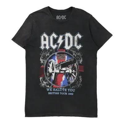 British Tour 1982 Ac/Dc Band T-Shirt - Small Grey Cotton