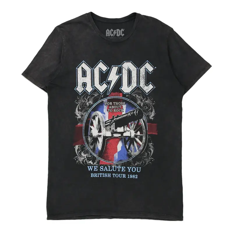 British Tour 1982 Ac/Dc Band T-Shirt - Small Grey Cotton