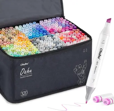 Ohuhu Oahu 320-color Dual Tips Alcohol Art Markers, Fine&Chisel - Perfect for Artistic Projects