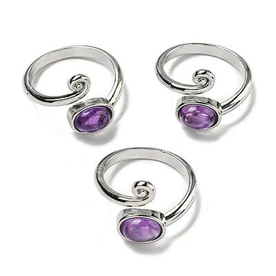 Natural Amethyst Adjustable Rings