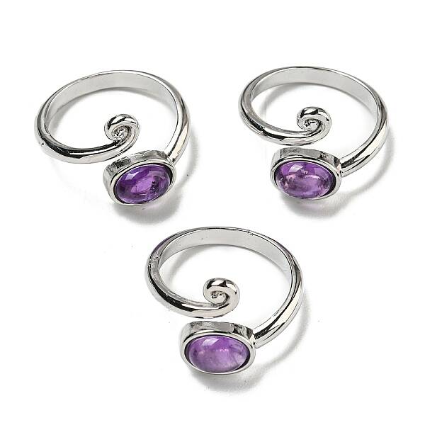 Natural Amethyst Adjustable Rings