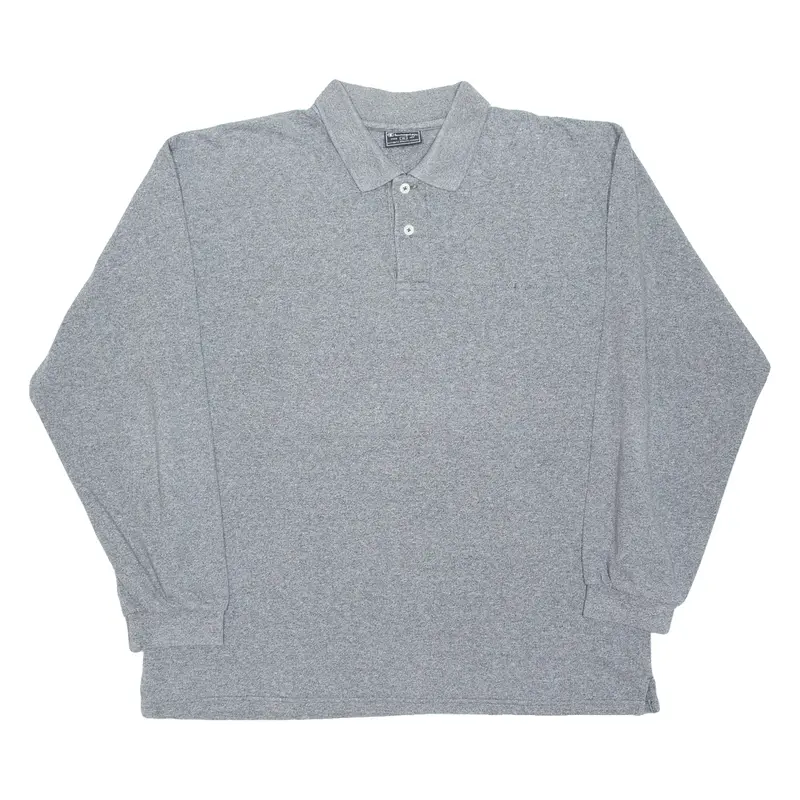 CHAMPION Mens Polo Shirt Grey Long Sleeve XL