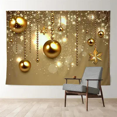 Aperturee Gold Bauble Glitter Star Bokeh Christmas Backdrop
