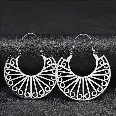 Non-Tarnish 304 Stainless Steel Hollow Arch Hoop Earrings