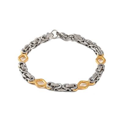 201 Stainless Steel Rhombus Byzantine Chain Bracelets