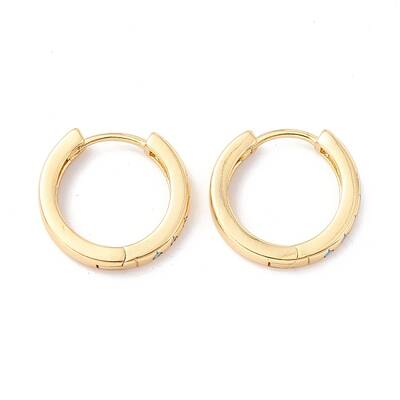 Real 18K Gold Plated Cubic Zirconia Huggie Hoop Earrings for Girl Women