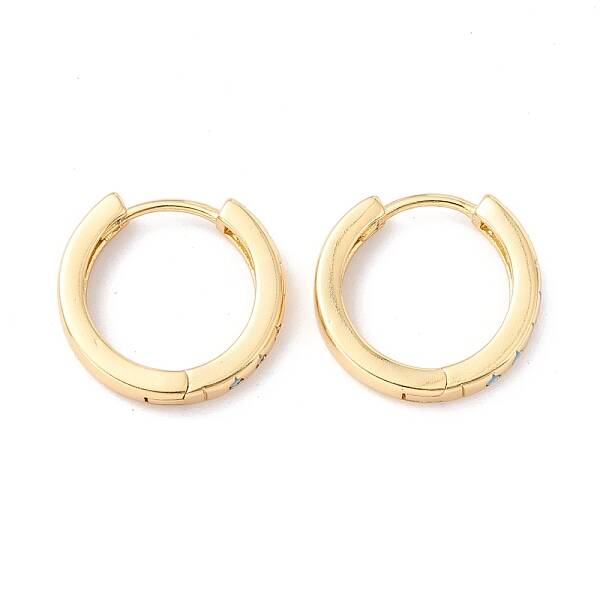 Real 18K Gold Plated Cubic Zirconia Huggie Hoop Earrings for Girl Women