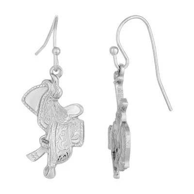 Silver-Tone Horse and Saddle Earrings