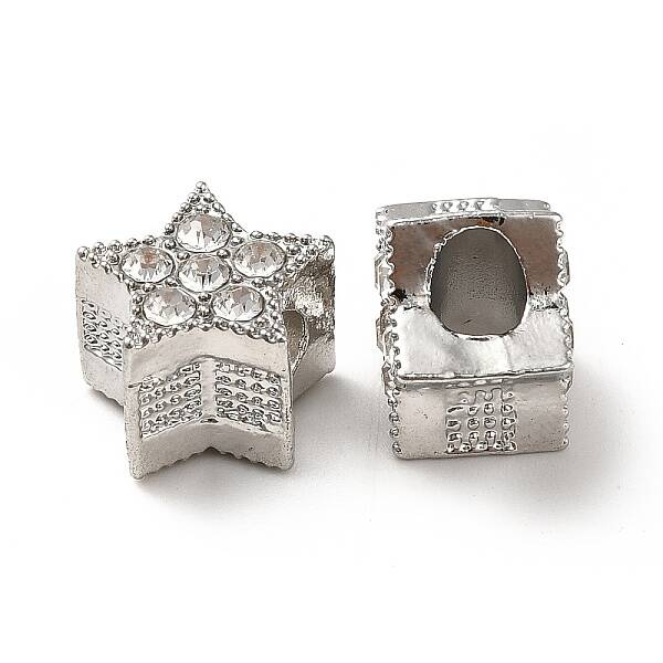 Rack Plating Alloy Rhinestone European Beads