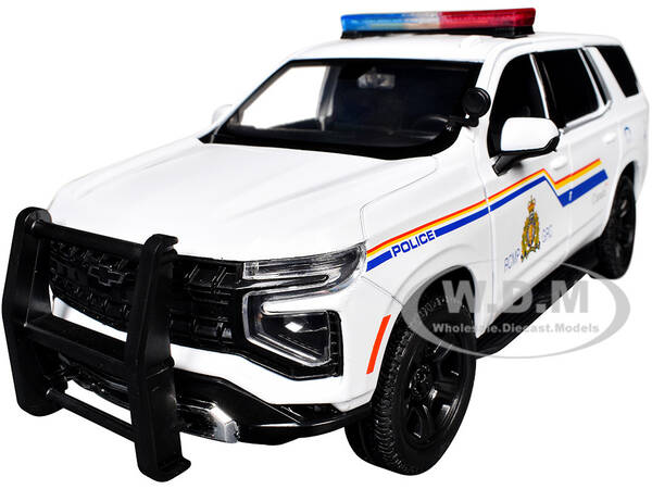 2025 Chevrolet Tahoe PPV RCMP (Royal Canadian Mounted Police) White with Stripes with Flashing Light Bar and Front and Rear...