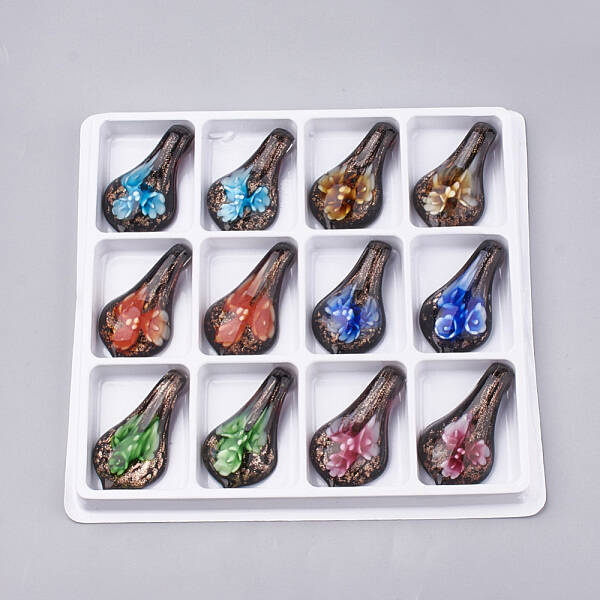 Handmade Gold Sand Lampwork Big Pendants