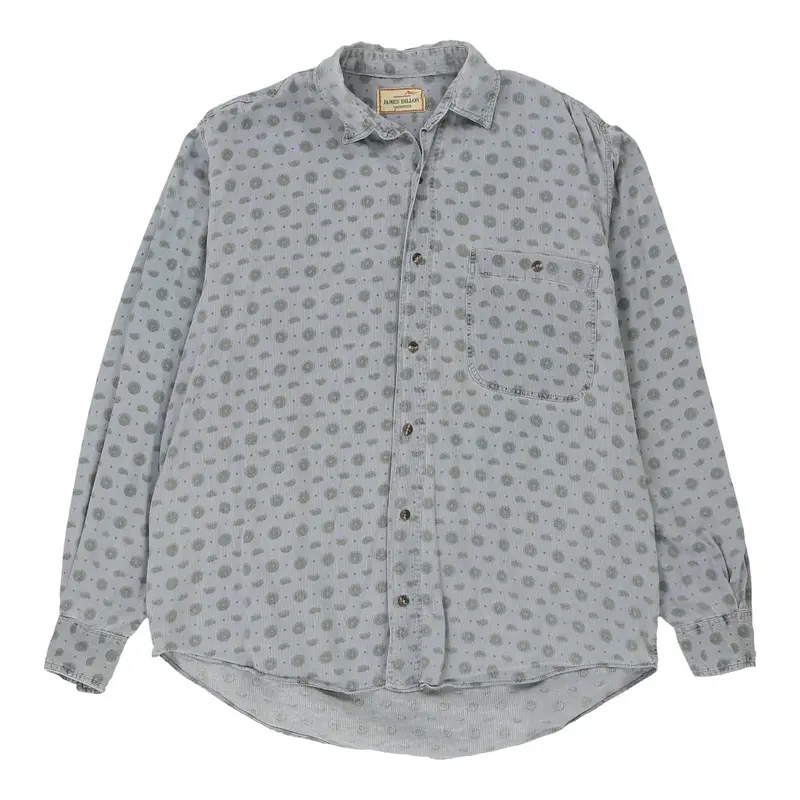 James Dillon Patterned Shirt - Medium Grey Cotton