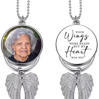 Photo Memorial Rearview Mirror Memorial Car Charm, In Loving Memory Charm, Hanging Memorial for Rear View Mirror Charm, Custo...