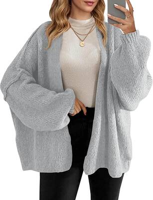 Womens Oversized Cardigan Sweaters Open Front Chunky Knit Casual Long Lantern Sleeve Fall Sweater Coats