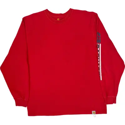 Carhartt Original Fit Long Sleeve T-Shirt - Large - Red Cotton