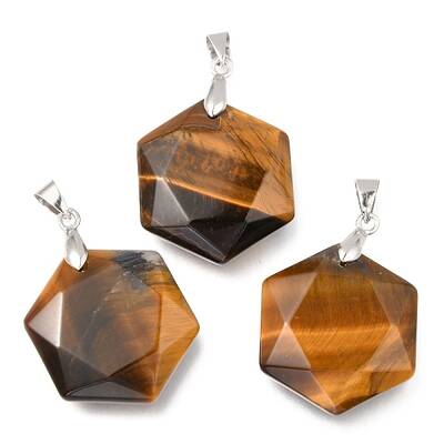 Faceted Natural Tiger Eye Pendants