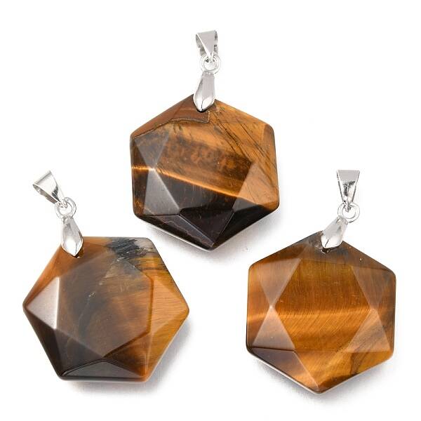 Faceted Natural Tiger Eye Pendants
