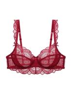 【Plus Size】Bow Decor Floral Lace Push Up Bra, Sexy Adjustable Strap Sheer Lingerie Top for Women, Women's Lingerie for Al...