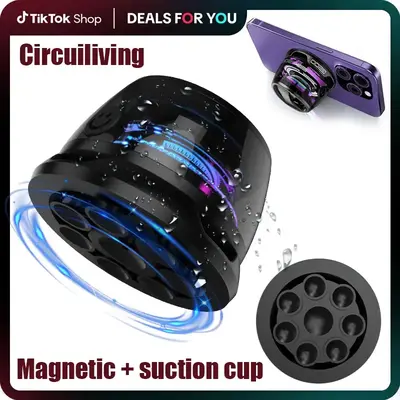 CircuiLiving G200 Magnetic and Suction Cup Bluetooth Speaker, mini speakers, IPX4 waterproof, RGB lights, TWS stereo surround...