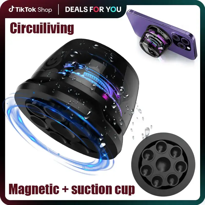 CircuiLiving G200 Magnetic and Suction Cup Bluetooth Speaker, mini speakers, IPX4 waterproof, RGB lights, TWS stereo surround...