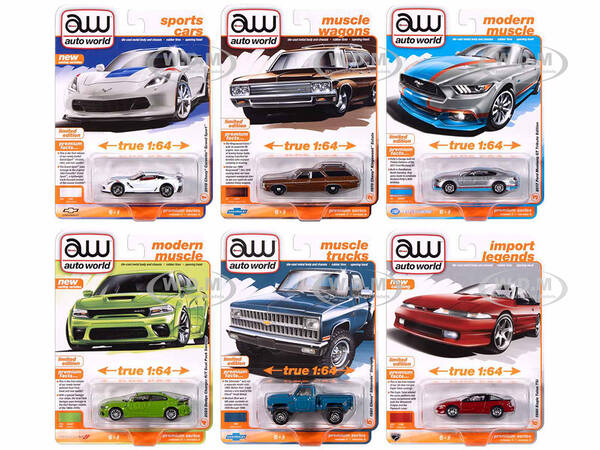 Auto World Premium 2024 Set A of 6 pieces Release 3 1/64 Diecast Model Cars by Auto World