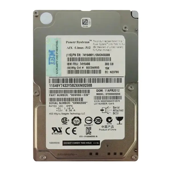 74Y6486 IBM 300GB 6Gb/s SAS 15000 2.5-Inch Hard Drive