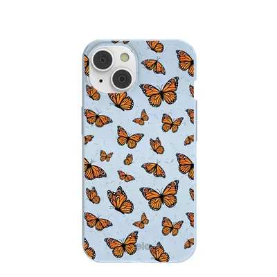Powder Blue Monarchs in flight iPhone 14/16e Case