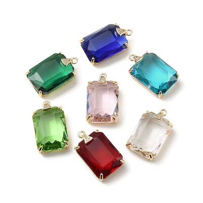 Brass with K9 Glass & Rhinestone Pendants