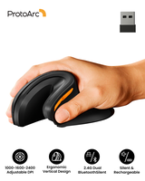 ProtoArc Ergonomic Bluetooth Vertical Mouse, EM11 NL Wireless Rechargeable Optical Mice, Computer Gaming Mouse with 3 Mu