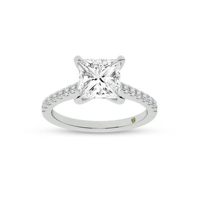 Destiny Half Coverage Princess Cut Lab Diamond Engagement Ring | 10K White Gold 3 7/8 CT. TW.