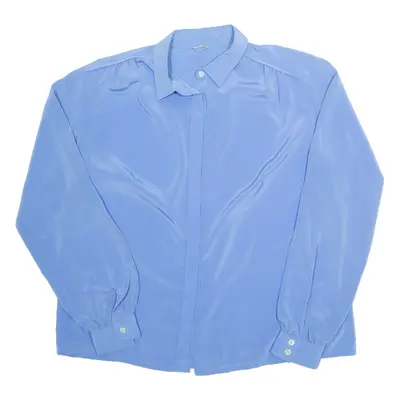 DEL MOD Womens Plain Shirt Blue Long Sleeve L