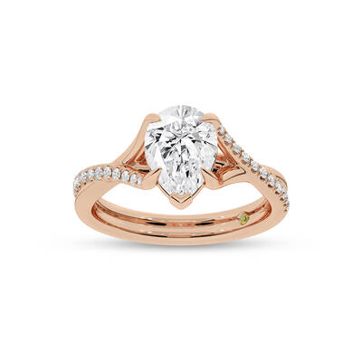 Lumen Twisted Pavé Shank Pear Shape Lab Diamond Engagement Ring | 10K Rose Gold 3 1/4 CT. TW.