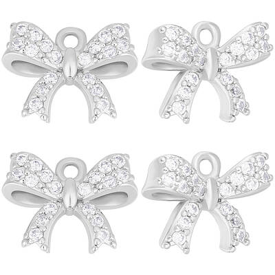 12Pcs Rack Plating Brass Micro Pave Cubic Zirconia Charms