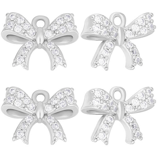 12Pcs Rack Plating Brass Micro Pave Cubic Zirconia Charms