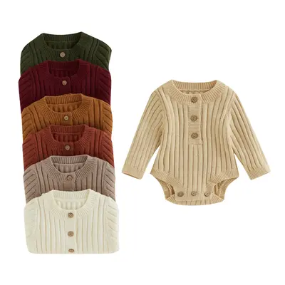 LAGKIYOJ Unisex Baby Oversized Sweater Romper,Baby Boy Girl Ribbed Knit Bodysuit Top,Warm Fall Winter Clothes Outfits afforda...