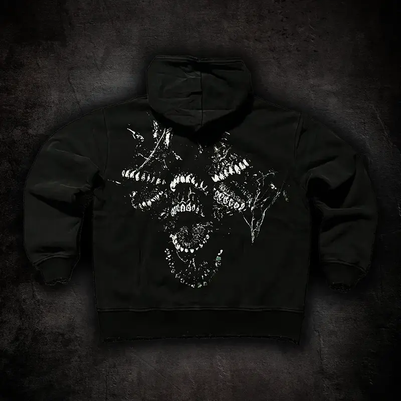 CYNICAL FULL ZIP - ATHLETIC MENSWEAR STREETWEAR VINTAGE FRENCH TERRY COTTON FULL ZIP HOODIE CASUAL GYM WORKOUT ZIPPER PULLOVE...