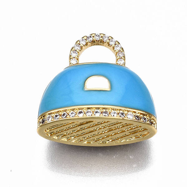 Brass Micro Pave Cubic Zirconia Enamel Pendants
