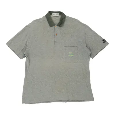 Son Vida Golf Burberry Embroidered Polo Shirt - Large Grey Cotton
