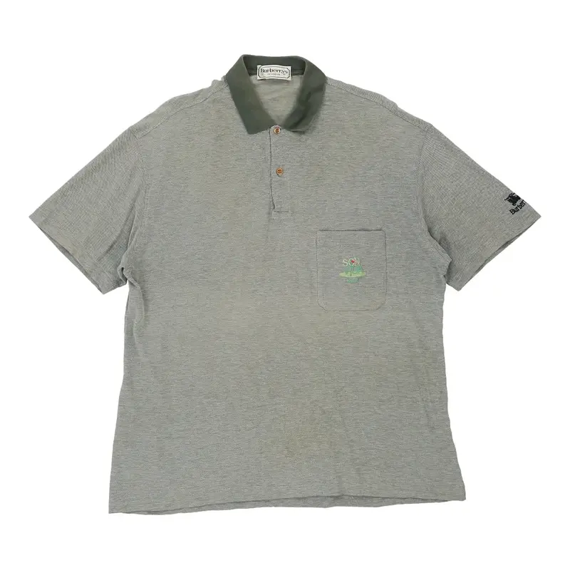 Son Vida Golf Burberry Embroidered Polo Shirt - Large Grey Cotton