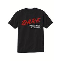 90's Vintage Pattern T-Shirt - Black Cotton Men's T-Shirt with Vintage D.A.R.E. Inspired Design