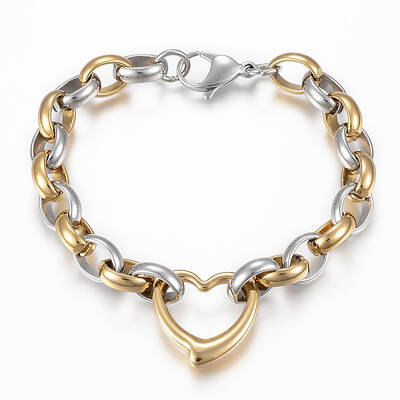 Two Tone 201 Stainless Link Steel Bracelets