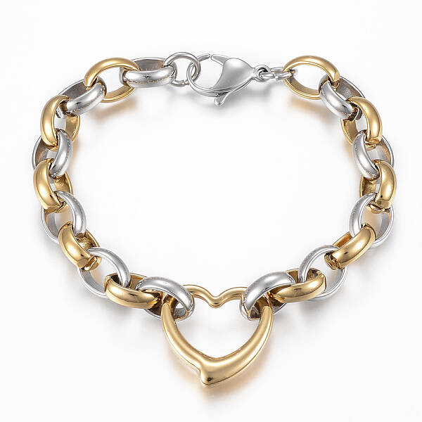 Two Tone 201 Stainless Link Steel Bracelets