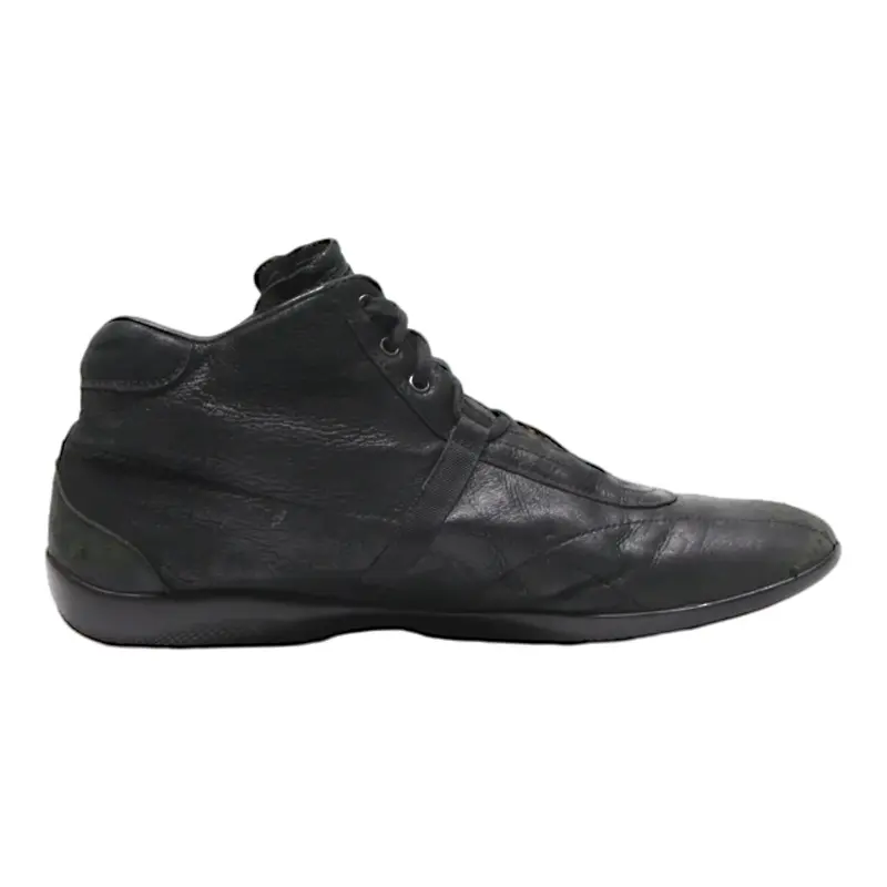 PRADA High Top Trainers Black Leather Mens UK 8.5