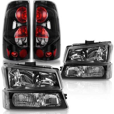 YITAMOTOR® Headlight Assembly+Taillights Combo For 2003-2006 Chevy Silverado 1500 2500HD / 04-06 3500 Silverado / 2007 Silve...