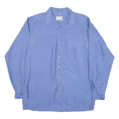 LES CHEMISES Mens Plain Shirt Blue Long Sleeve M